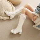 仙女马丁靴春秋冬洛丽塔lolita萝莉软妹不过膝长靴高筒百搭女靴白