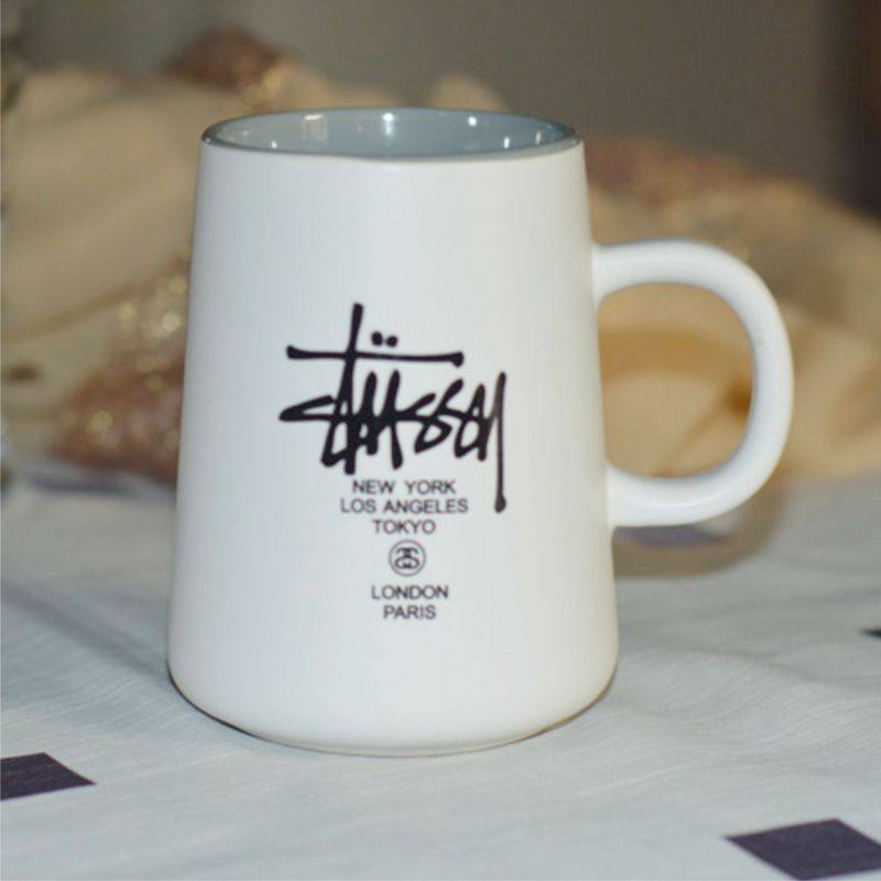 潮牌水杯斯图西陶瓷杯马克杯简约冷淡风咖啡杯大容量北欧个性创意