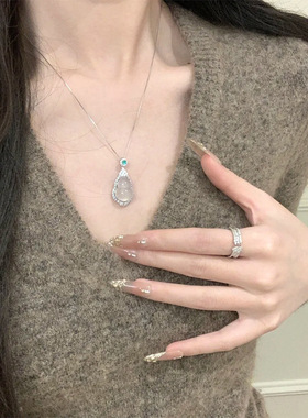 S925纯银天然白玉髓项链福禄葫芦寓意福禄双收冰透玉髓温润显白