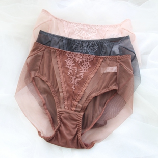 日单 DU-边面料网眼包臀无痕蕾丝女三角裤透气舒适女士内裤有大码