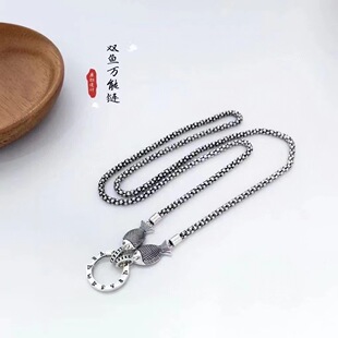复古风六字真言双鱼套链女个性精致百搭休闲气质毛衣链项链万能链