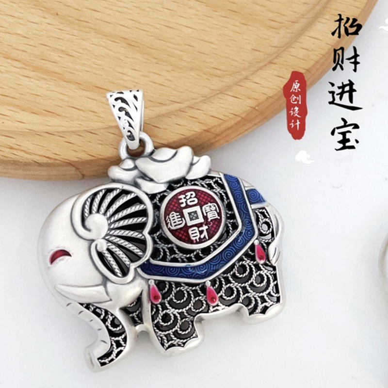 999纯银吉象吊坠女款复古大象足银毛衣链民族风长款项链银象挂件,饰品/流行首饰/时尚饰品新,银饰吊坠,淘宝优惠券,粉丝福利购,淘宝优惠卷