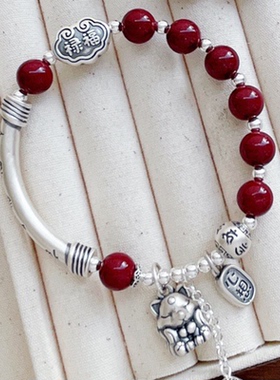 久一男女999纯银复古手链