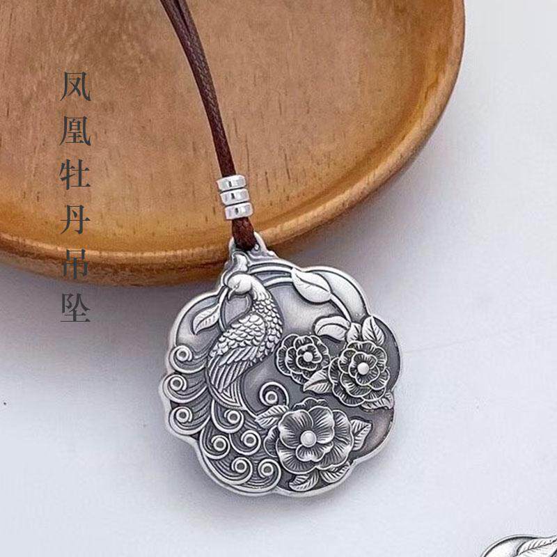 荷花复古女士民族风9999纯银锁包
