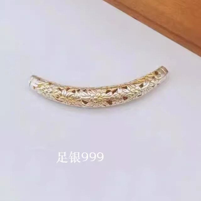 990纯银描金路路通繁花项链吊坠女士款国风颈链锁骨链生日礼物
