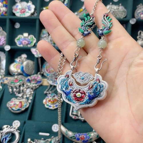 牡丹花纯银女款双面双钩项链