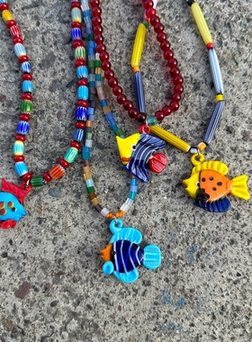 鱼元素夏日海岛琉璃项链