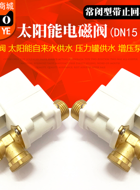 太阳能电磁阀 4分 太阳能热水器阀进水控制铜水阀AC220VDC24V 12V