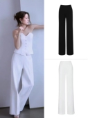 清仓泰国潮牌小众设计西装 女 直筒高腰显瘦挺阔黑白通勤职业OL长裤