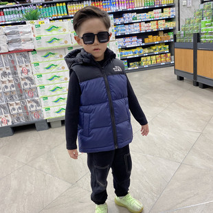 反季儿童羽绒服马甲连帽背心男童女童2025新款中大童加厚外穿坎肩