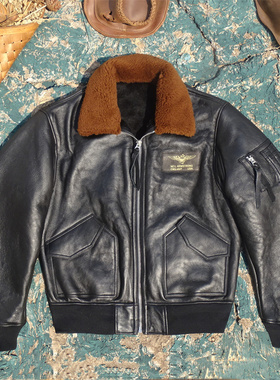 45P宽松廓形飞行款轻薄柔软原生态羊皮毛一体真皮皮衣男保暖舒适