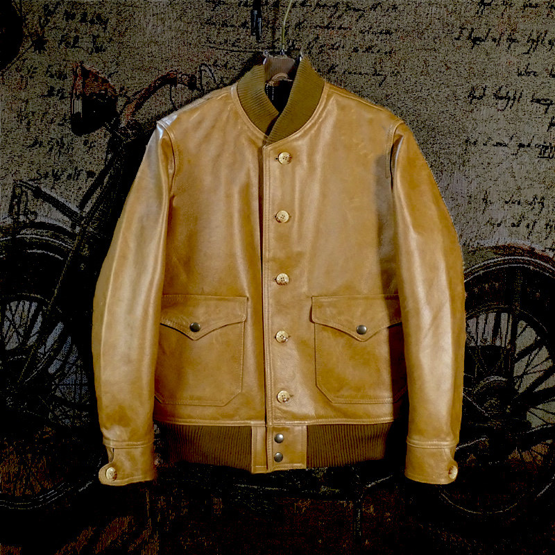 植鞣蜡染客供修身显瘦真皮皮衣