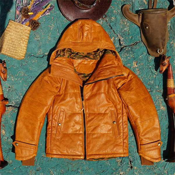 日本版连帽斜拉链马蹄袖进口油蜡蜜蜡色做旧马皮真皮皮衣男羽绒服,男装,皮衣,淘宝优惠券,粉丝福利购,淘宝优惠卷