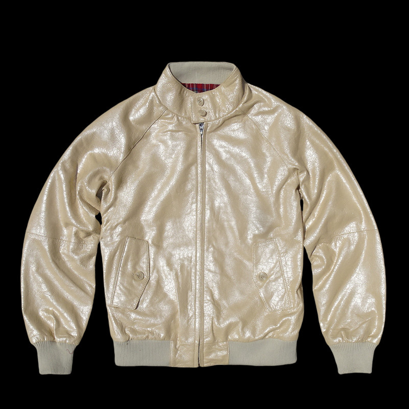 仅10件！爆裂剌手微掉渣！珍珠色爆裂做旧闭绒山羊皮真皮皮衣G9款