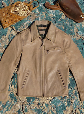 原色驼色植鞣头层牛皮真皮皮衣男1930经典翻领皮夹克上衣外套