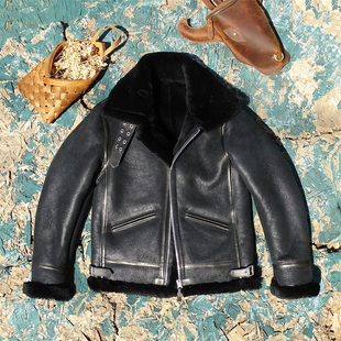 B3款 飞行服加厚1.8cm羊皮毛一体真皮皮衣男上衣夹克保暖舒适御寒