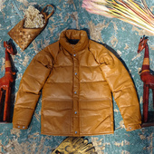 新款 韩国头层牛皮木村色真皮皮衣男白鸭绒羽绒服大面包保暖