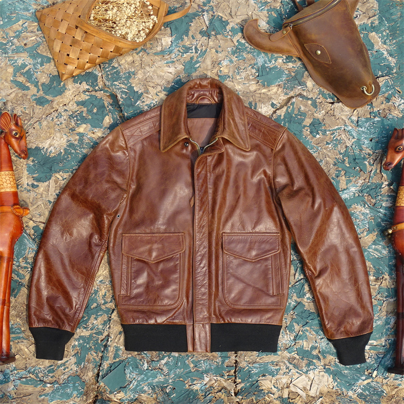 油蜡植鞣棕牛皮G2海军飞行服