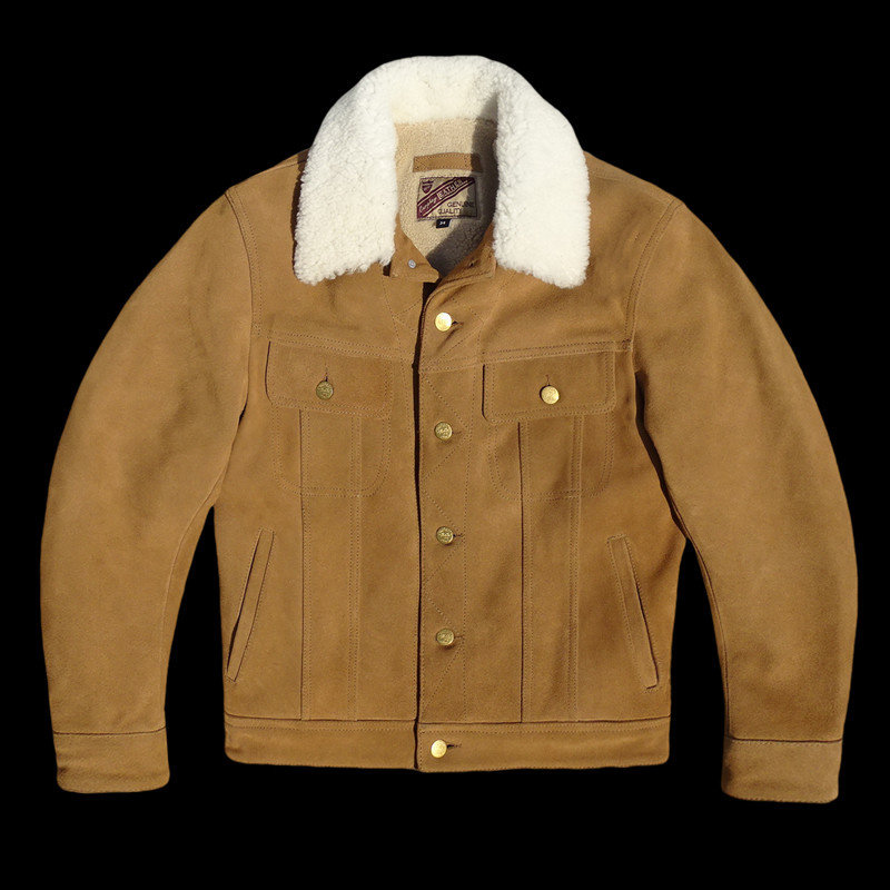 羊毛内里+羊皮毛一体领子短款修身显瘦风暴骑士牛仔款保暖御寒