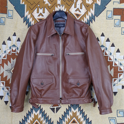 哈特曼翻领飞行员款头层牛皮真皮皮衣男微廓型秋季休闲时尚新款