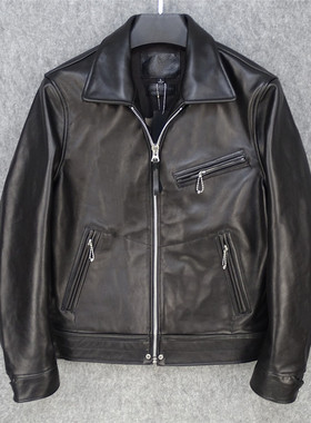 木盒穆赫款马皮皮衣兰道修身短款复古皮夹克男真皮皮衣男款经典版