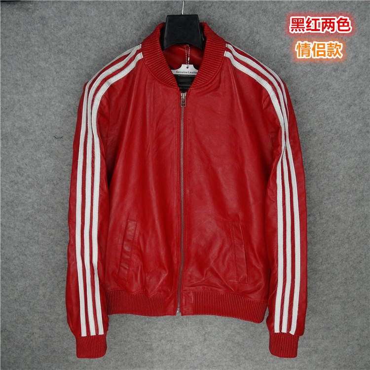 时尚海宁羊皮情侣棒球服小贝同款