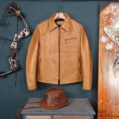 头层油蜡牛皮1930经典翻领