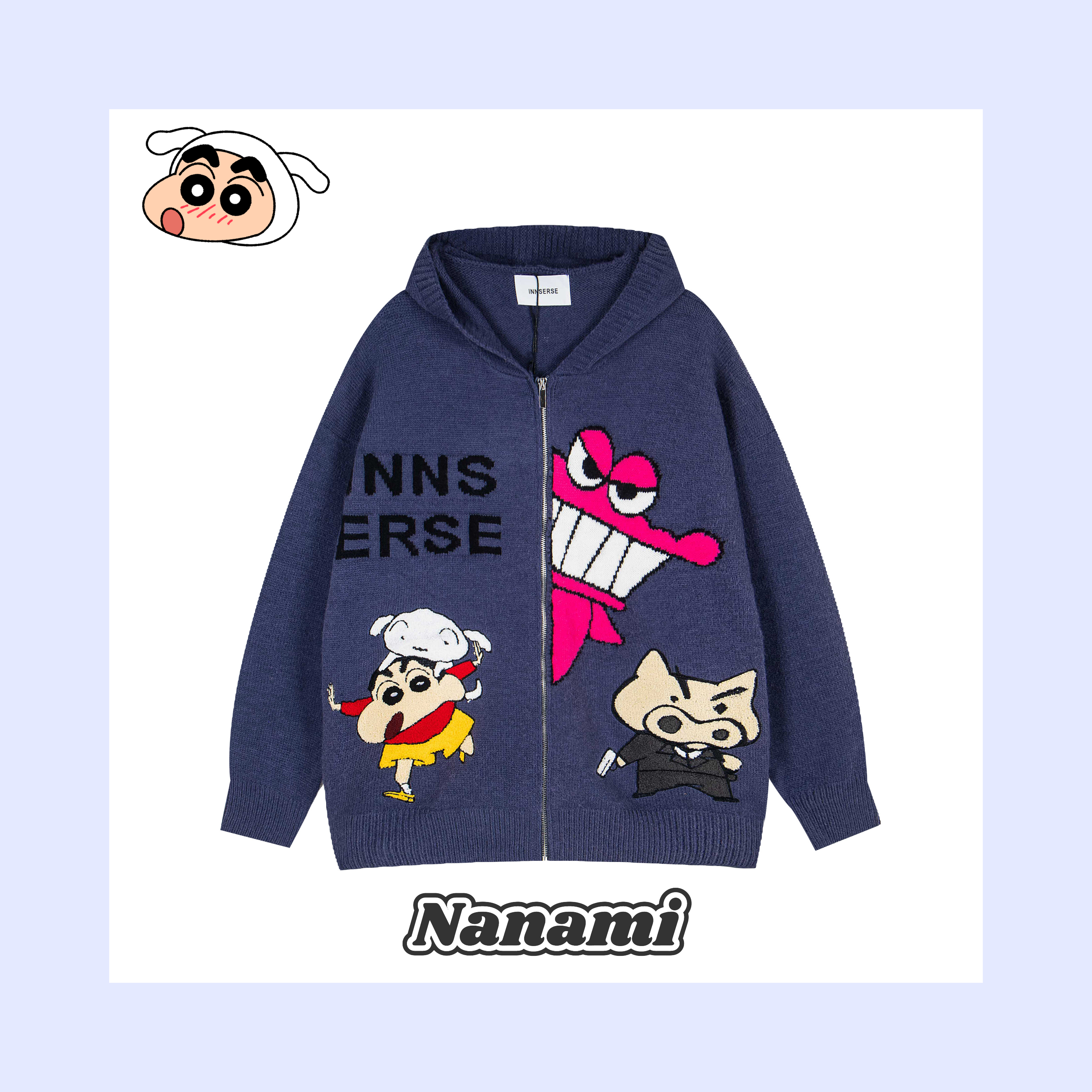 Nanami卡通趣味连帽毛衣