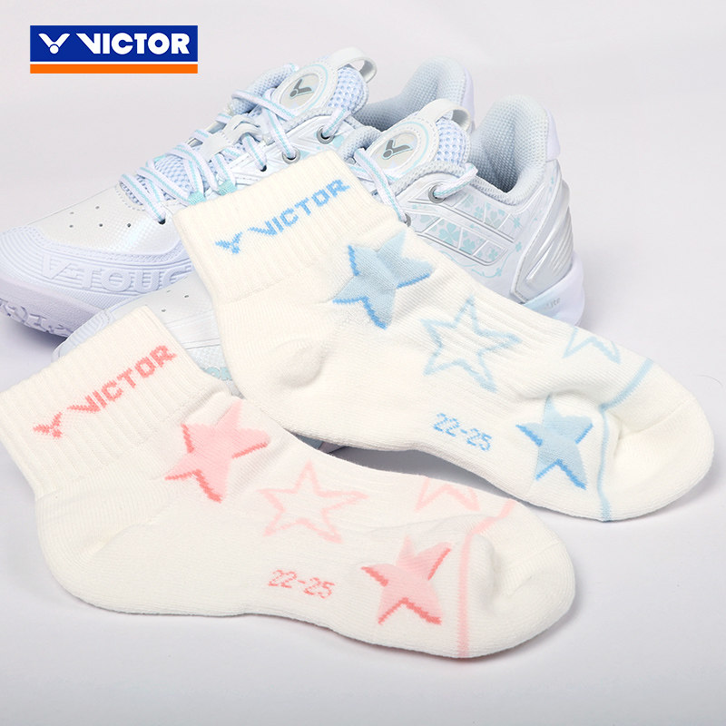 victor胜利羽毛球运动袜威克多黄雅琼专属加厚毛巾底短筒女功能袜