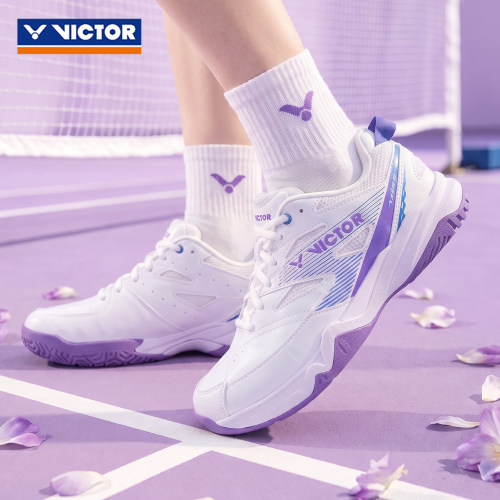 正品victor胜利女款羽毛球鞋紫色宽松专业训练鞋轻便网面A170III