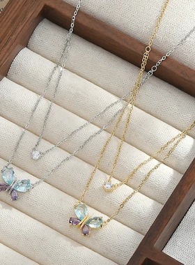 真金电镀微镶锆石气质锁骨链