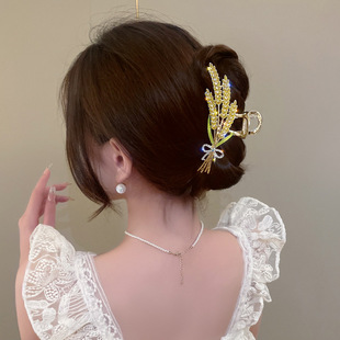 气质黄金麦穗抓夹中国风优雅发夹后脑勺高级感古风大号鲨鱼夹头饰