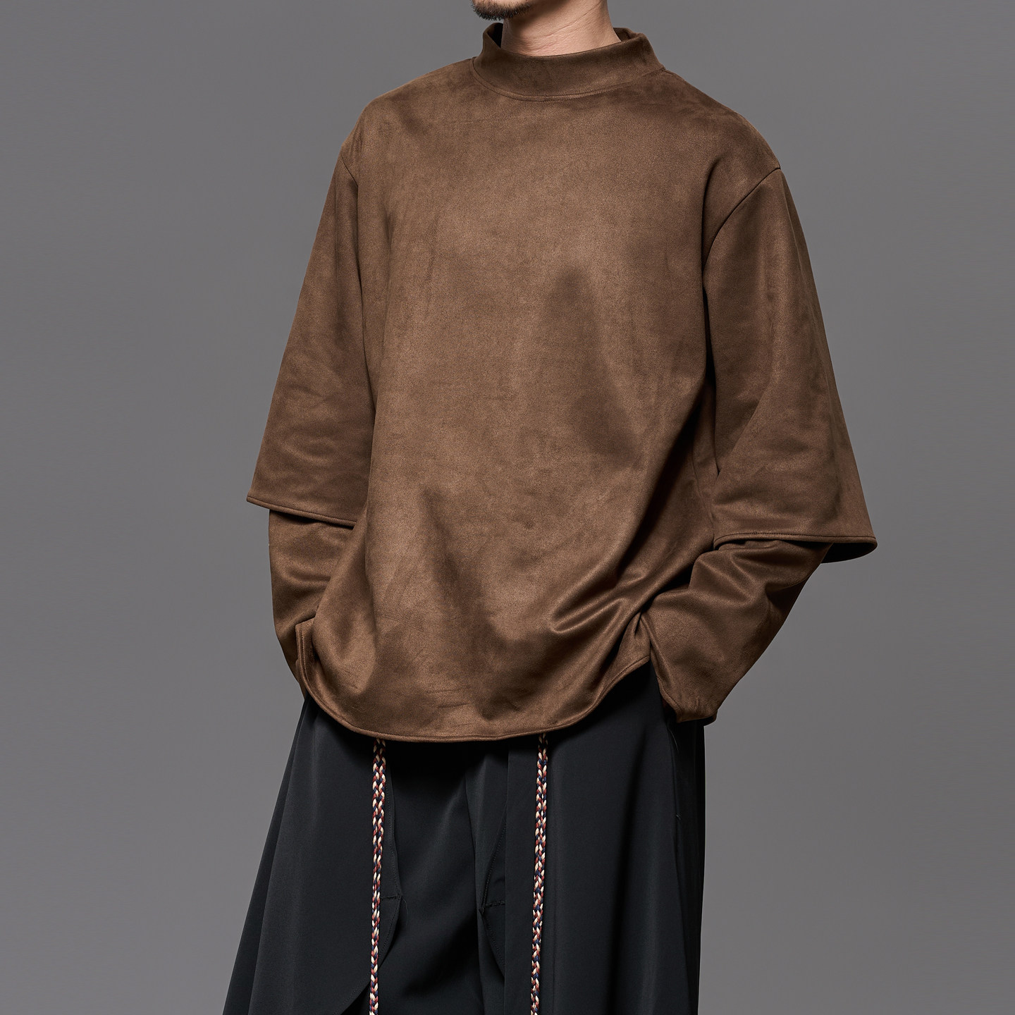 高品质 日系复古咖色仿麂皮绒半高领秋冬山风长袖t恤卫衣男内搭,男装,卫衣,淘宝优惠券,粉丝福利购,淘宝优惠卷