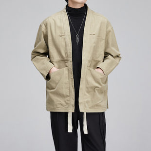 高品质 秋冬日系复古cityboy宽松阔版多口袋工装厚道袍领开衫外套