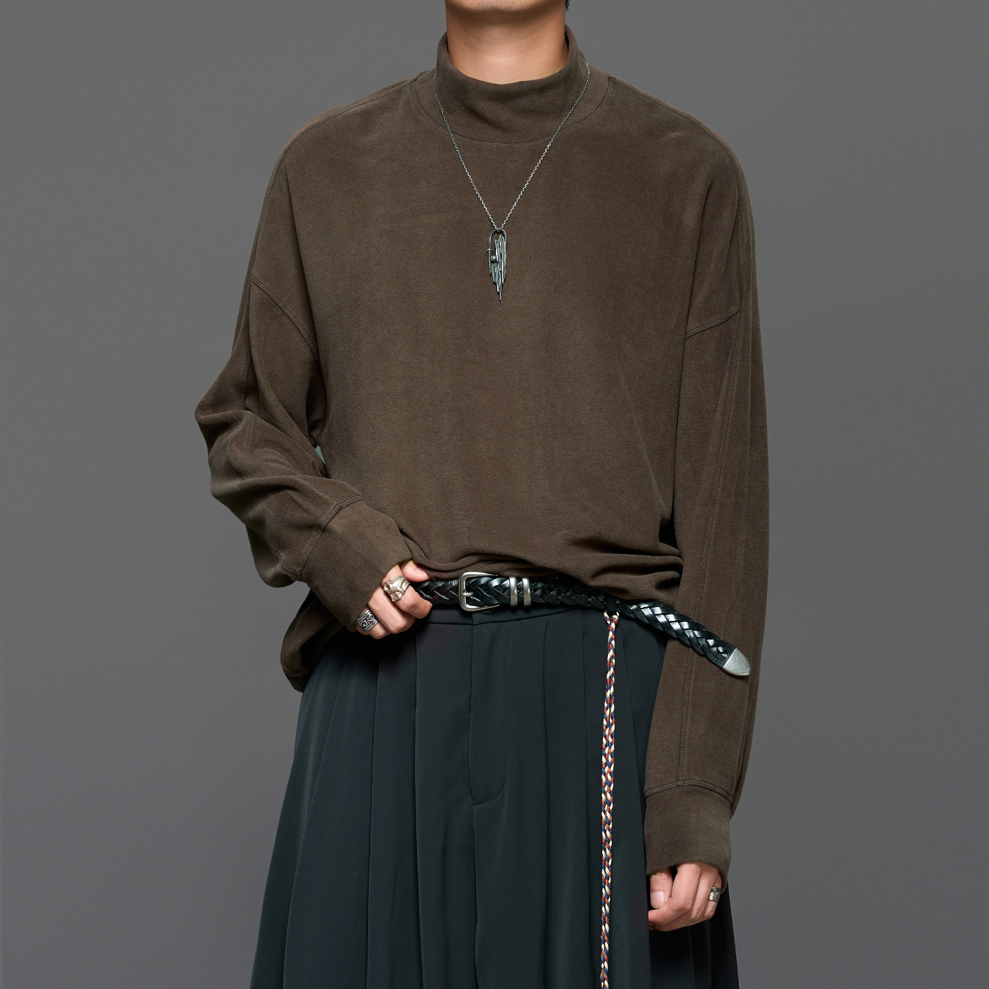 高品质 羊毛混纺日系复古百搭休闲高领翻领半高领男士卫衣打底衫,男装,卫衣,淘宝优惠券,粉丝福利购,淘宝优惠卷