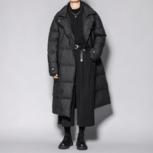 一件过冬 时尚白鸭绒羽绒服外套男宽松冬季长款过膝加厚立领羽绒