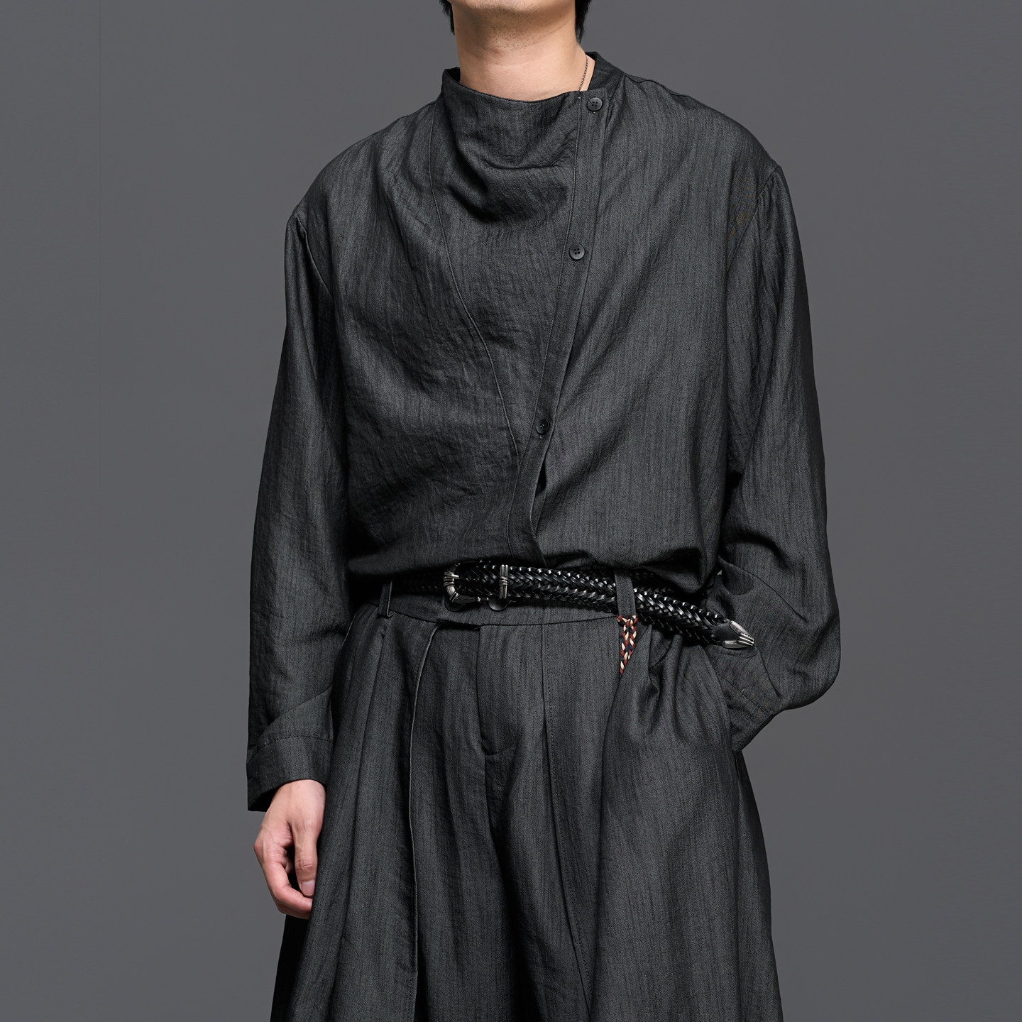 设计师小众款日系复古高级灰衬衫