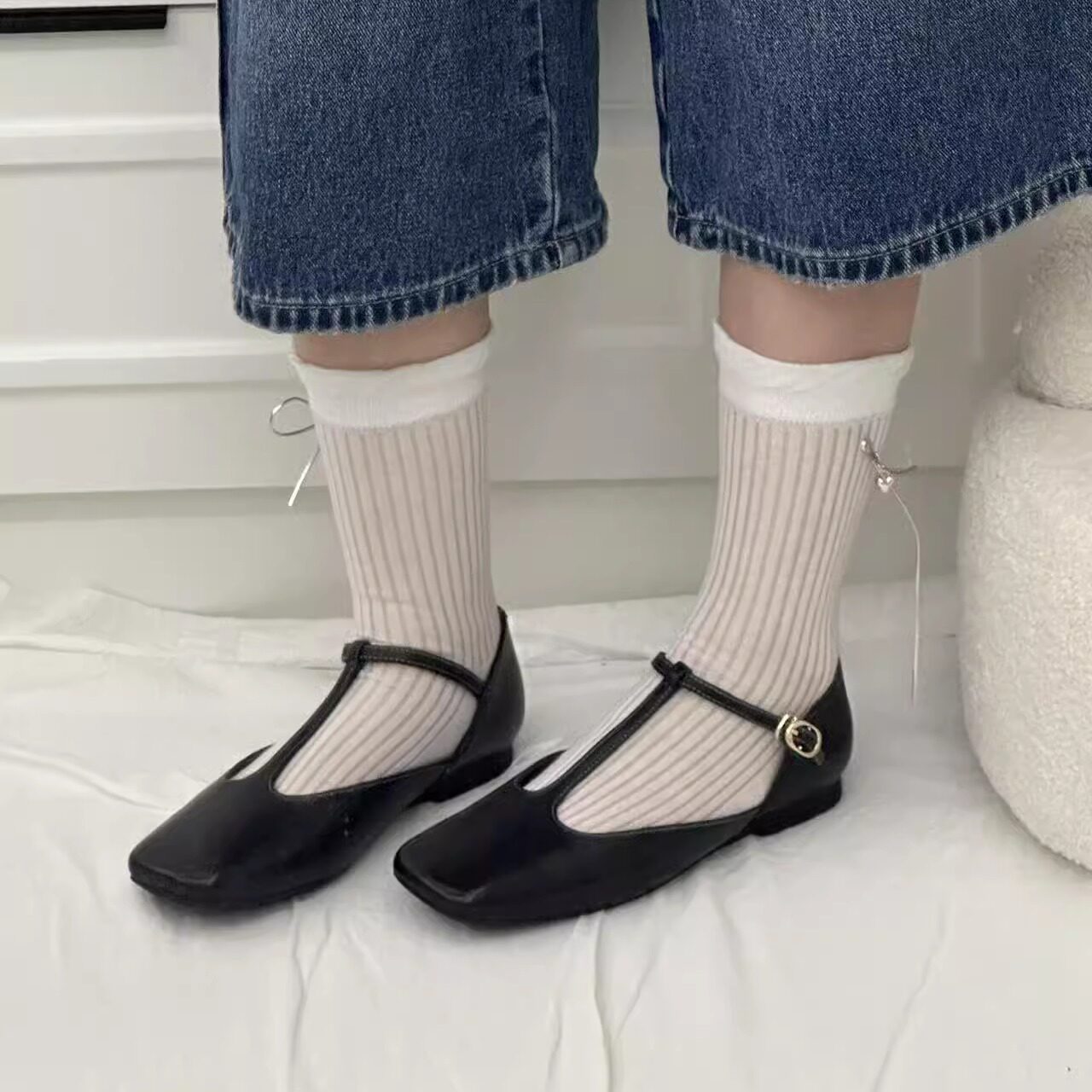 春夏新款浅口平底方头质感小皮鞋