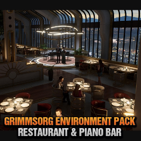 ue4餐厅场景 City Skyline Restaurant & Piano Bar 4.26 - 4.27