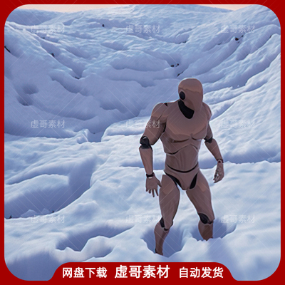 UE4蓝图 Surface Trails 下雪积雪踩踏雪花脚印交互痕迹蓝图