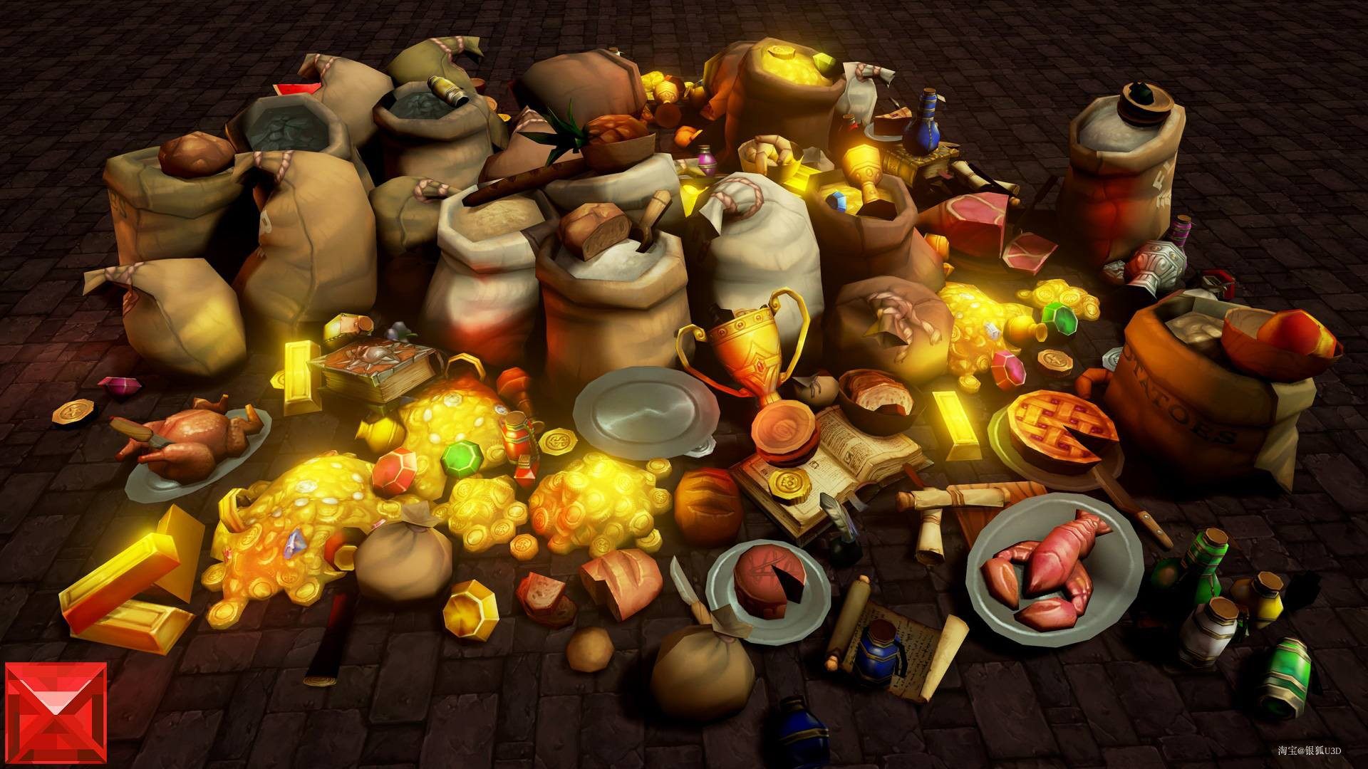 ue4 虚幻4 loot set 100  3d props 4.14 - 4.16游戏道具模型