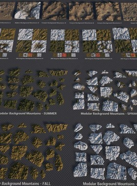 UE4 虚幻4 Landscape Backgrounds 4.25 虚幻四季山石变化场景