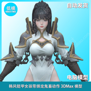 韩风铠甲女孩带绑定鬼畜动作 3DMax模型