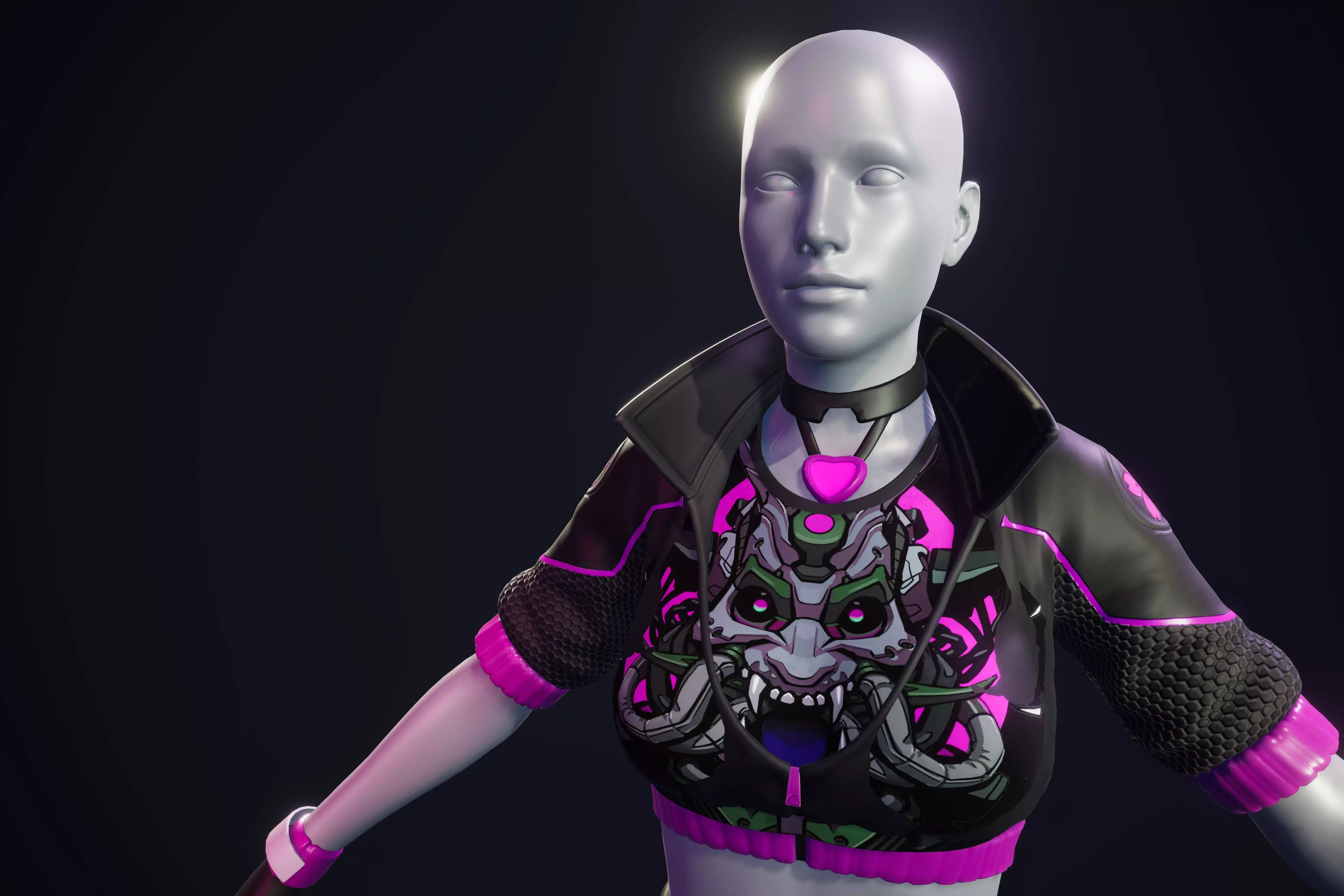 u3d赛博朋克风格 女角色模型 cyberpunk outfit female from tafi