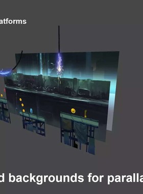 U3D 横版复古街机风格城市 Retro Urban City Platformer Kit 1