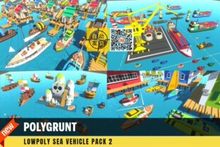 U3D模型 帆船船坞 POLYGRUNT -21 Low Poly Sea Vehicle Pack 1.0