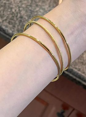 新款钛钢不掉色三生三世手镯ins轻奢高级感可叠戴三圈金色手镯女
