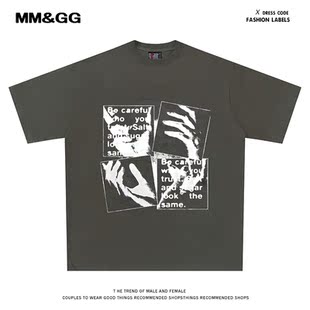 Vintage Photo Gesture 美式复古照片手势印花潮牌宽松短袖T恤