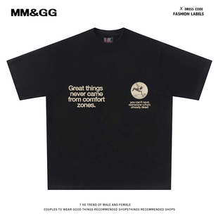 Determined to exercise 美式街头复古字母印花男女宽松短袖T恤潮