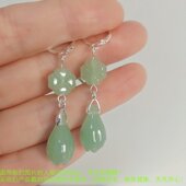 天然东陵玉纯银防过敏玉兰花耳圈高级感轻奢修脸玉耳坠四季 耳环